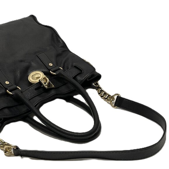 MICHAEL KORS Handbag Soft Black Leather Gold Locket Chain 2-Way *EUC* FABULOUS!! - Picture 6 of 15